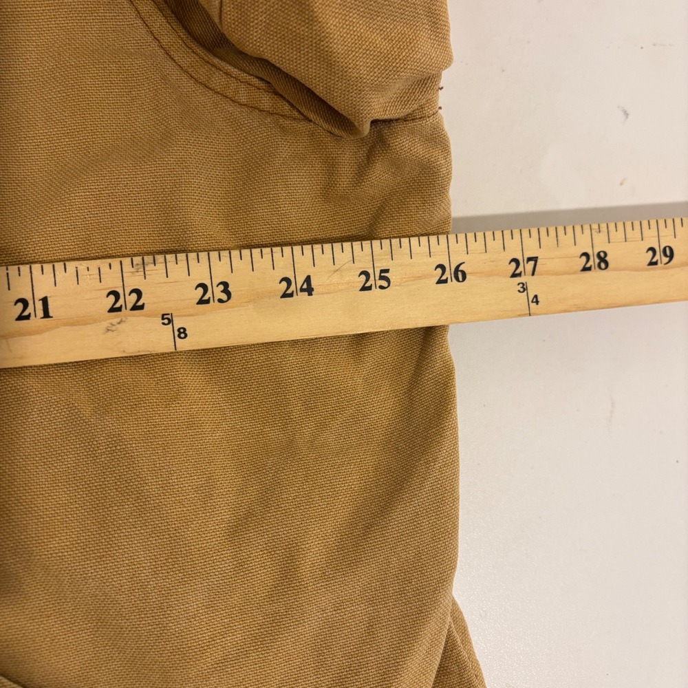 LL Bean Field Barn Coat Jacket Mens XL Tan Canvas Red Wool Plaid Lined Vintage - Picture 6 of 12